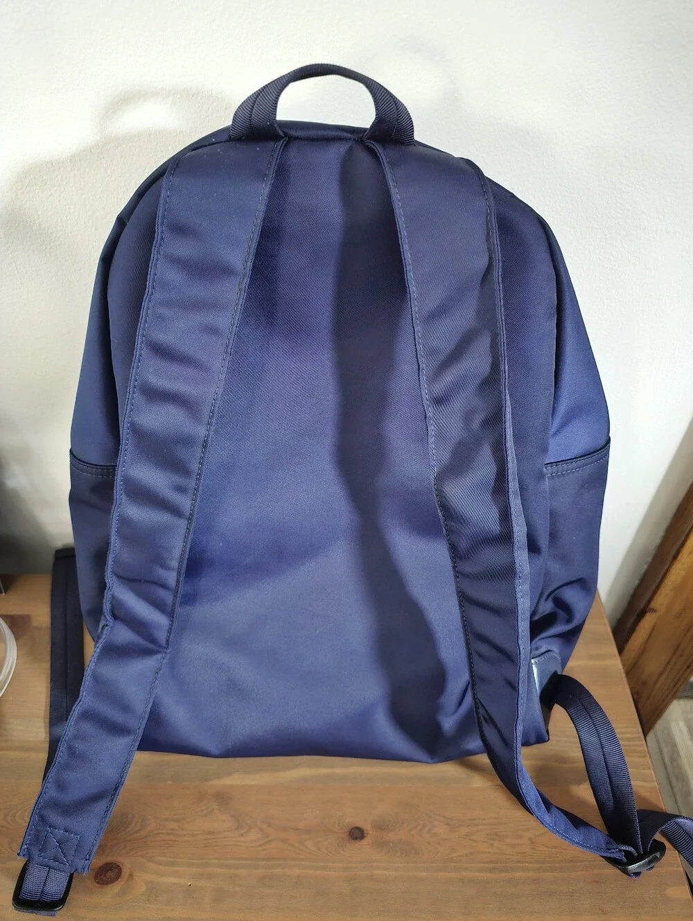 Longchamp Navy Blue Nylon Backpack with Front Zip Pocket